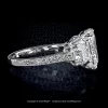 Leon Megé three-stone ring featuring a cushion diamond flanked by two matching diamond cushions r7828