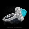 Leon Megé bespoke right-hand ring with Brazilian Paraiba sugarloaf and rose cut diamonds r4238
