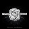 Leon Megé 811™ halo engagement ring with a True Antique™ cushion diamond r6596