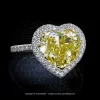 Leon Megé right-hand ring featuring a heart-shaped fancy yellow diamond with micro pave halo r7038