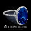 Leon Megé 821™ halo style micro pave diamond ring with a Royal-blue unheated Burmese sapphire r5114