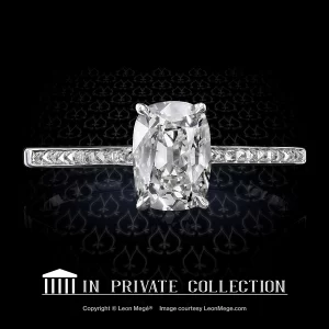 Leon Megé "Megesaurus" solitaire with a True Antique™ cushion diamond and French cuts r7367