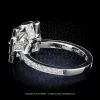 Leon Megé Art Deco engagement ring with a round diamond in a fancy halo with bright-cut pave r8621