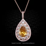 Leon Mege pendant with a rare certified fancy-color Calvados pear-shaped diamond round diamonds and single-cut natural pink diamonds p7809