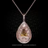Leon Mege pendant with a rare certified fancy-color Calvados pear-shaped diamond round diamonds and single-cut natural pink diamonds p7809