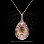 Leon Mege pendant with a rare certified fancy-color Calvados pear-shaped diamond round diamonds and single-cut natural pink diamonds p7809