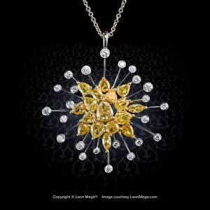 Leon Mege "Dream of Infinity" pendant with fancy natural Caramel™ diamonds and ideal cut white diamonds p8668