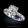 Leon Mege bespoke diamond ring with a True Antique™ cushion diamond and channel-set French cut diamonds r8697