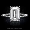 Leon Mege "Princessa" bespoke cathedral engagement solitaire with natural emerald-cut diamond r8698