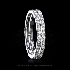 Leon Megé Marina™ double strand micro pave diamond wedding band with single cut diamonds r5733