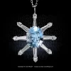 Leon Mege bespoke handmade Polar Star aquamarine pendant with round and baguette diamonds in platinum p8256
