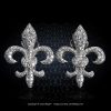 Leon Mege Fleur de lis fashion clips precision forged in platinum and set with single cut diamonds e5327