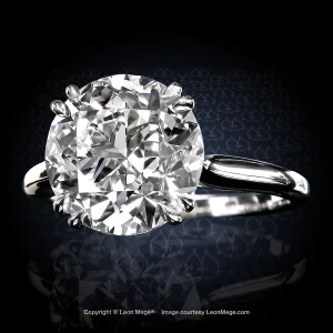 Leon Mege bespoke cathedral diamond engagement solitaire with an Old European cut diamond in double claw prongs r8895