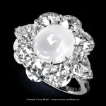 Leon Mege cluster ring with a natural ice jade cab and antique cut lab-grown diamonds in a bespoke platinum mounting r8905