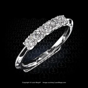 Leon Megé exclusive Flamingo reversible five-stone band with natural round diamonds and pave r2020