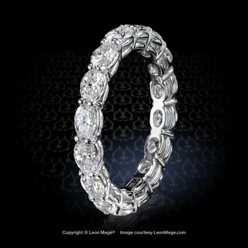 Leon Megé precision-forged shared-prong eternity band with oval diamonds set East-West r8706