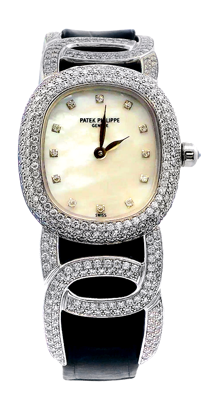 Patek watch with single cut pave diamonds illustration