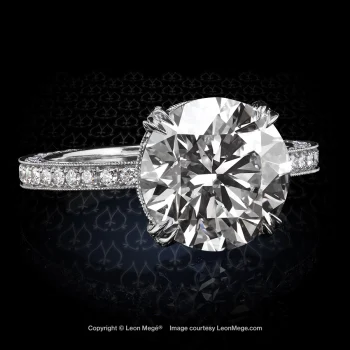 Leon Megé 323™ Cosmo™ diamond solitaire in platinum with an ideal cut diamond in the center r6302