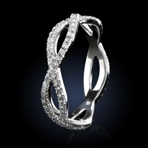 Leon Megé Helix™ micro Pave Band with natural single-cut ultra-precision cut diamonds r7084