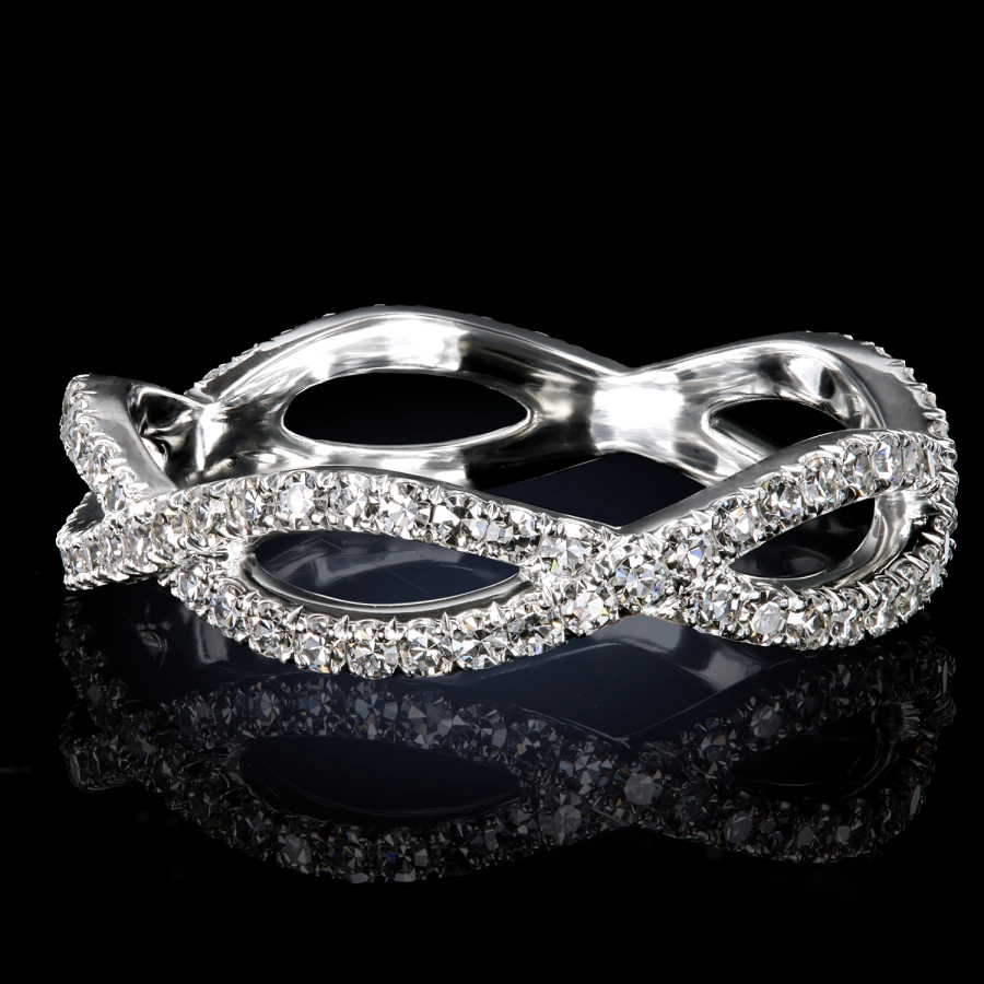 Leon Megé Helix™ micro Pave Band with natural single-cut ultra-precision cut diamonds r7084