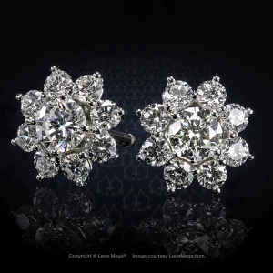 Leon Mégé "Ollie" diamond cluster studs with round brilliant cutnatural diamonds in eighteen karat white gold e8923