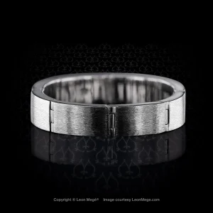Leon Mege solid platinum articulated unisex wedding band with a flat profile r5631