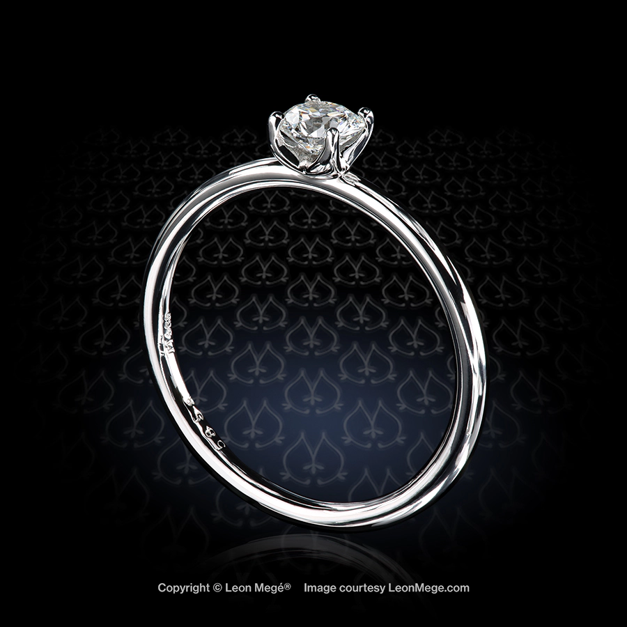Leon Mege La Mignette entry-level Solitaire collection with a round ideal cut diamonds r5858