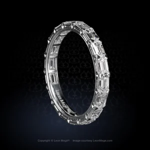 Leon Mege Art Deco-inspired "Kensington" eternity band in platinum hand-engraved with and set with natural emerald-cut diamonds r8979